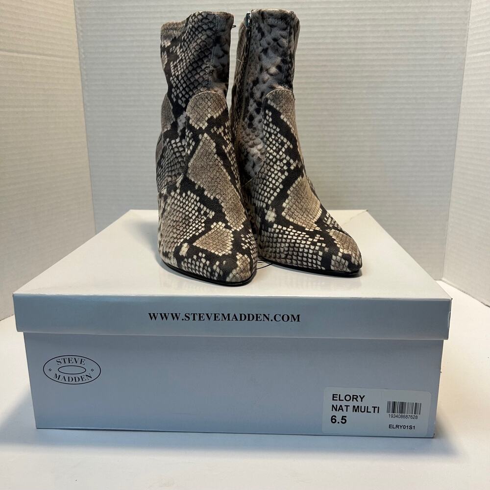 Steve Madden Elory Faux Suede Snakeskin Print Booties Size‎ 6.5